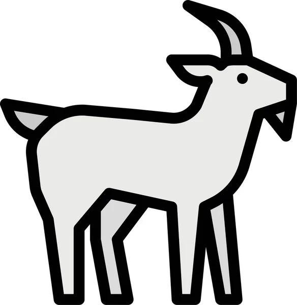 フルアウトラインスタイルの動物ヤギのライフアイコン — ストックベクタ