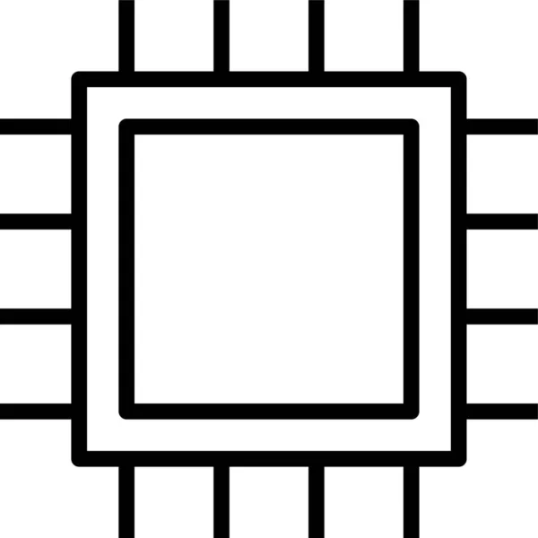 Elektronisches Symbol Des Cpu Prozessors Umriss Stil — Stockvektor