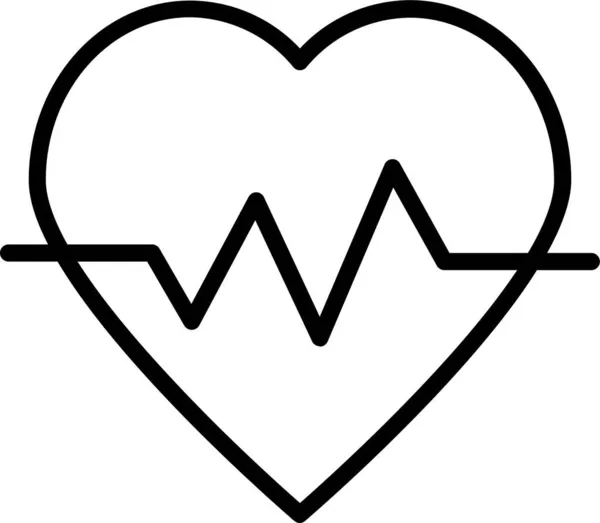 Coração Ícone Batida Médica Estilo Esboço — Vetor de Stock