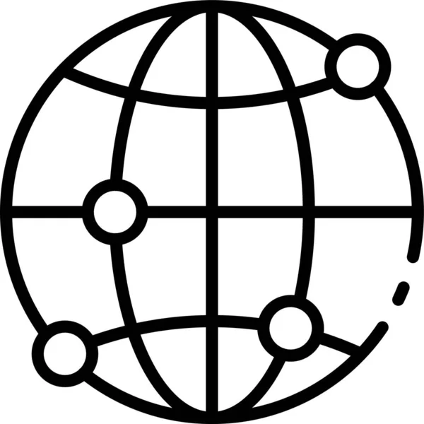 Weltkommunikation Globus Ikone Umriss Stil — Stockvektor