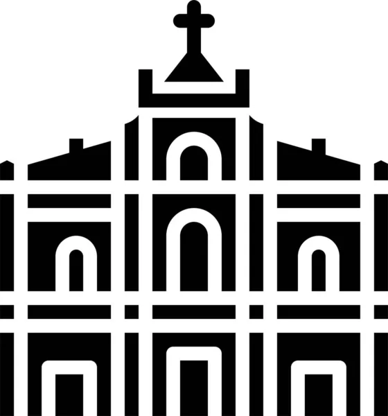 Кафедральная Церковь Макао Икона Твердом Стиле — стоковый вектор