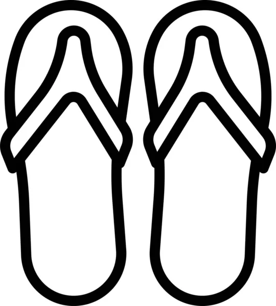 Sandalet Terliği Giyimi Simgesi Ana Hatları Biçiminde — Stok Vektör