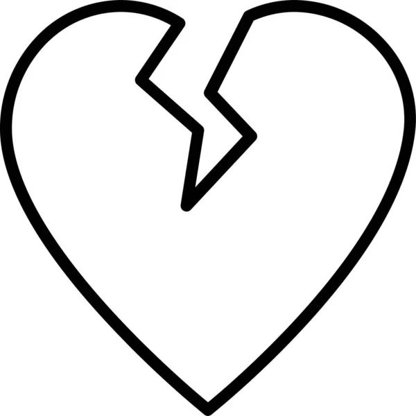 Heart Hurt Sad Icon Outline Style — Stock Vector