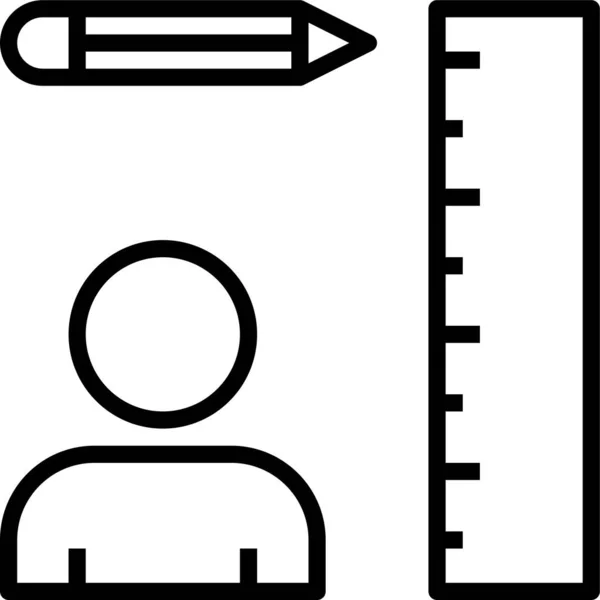Tasarımcı Kalem Cetvel Simgesi Ana Hat Biçiminde — Stok Vektör