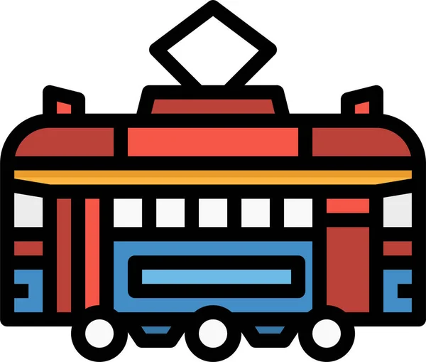 Δημόσια Τρένο Τραμ Εικονίδιο Στυλ Γεμάτο Περίγραμμα — Διανυσματικό Αρχείο