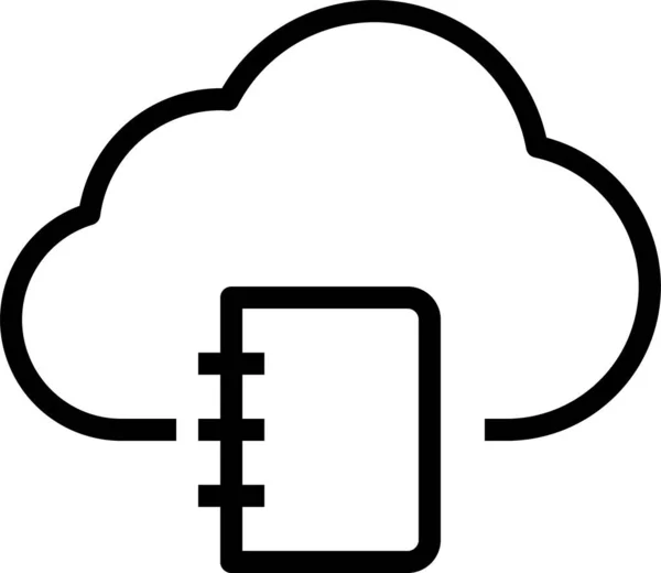 Boek Cloud Storage Icoon Grote Lijnen — Stockvector