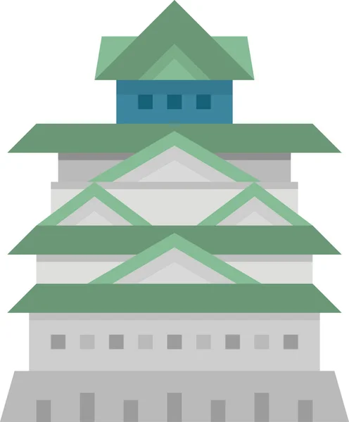 Arquitetura Castelo Japão Ícone Estilo Plano —  Vetores de Stock