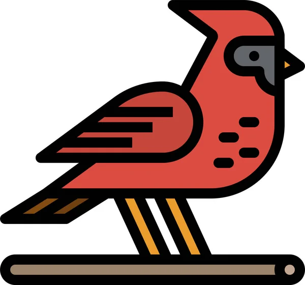 Kardynał Ikona Ptaka Zwierząt Stylu Wypełnionym — Wektor stockowy