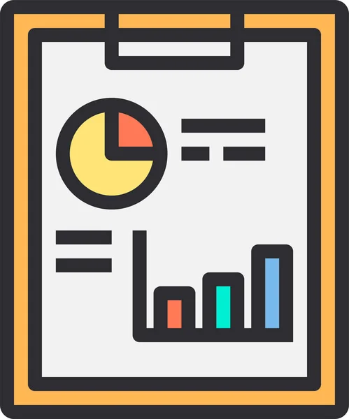 Business Chart Klembord Pictogram Gevulde Outline Stijl — Stockvector