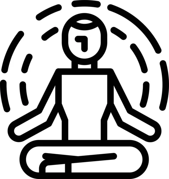 Exercice Méditation Détente Icône Dans Style Contour — Image vectorielle