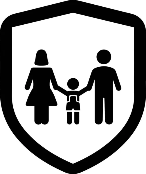 Bescherming Familie Verzekering Pictogram Solide Stijl — Stockvector