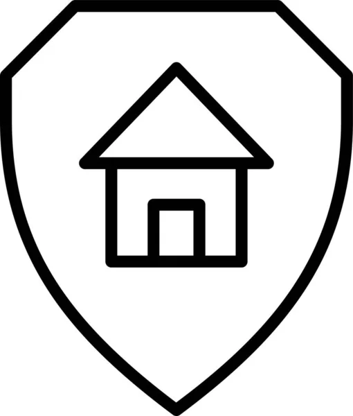 Σπίτι Ασπίδα Προστασίας Εικονίδιο Στυλ Περίγραμμα — Διανυσματικό Αρχείο