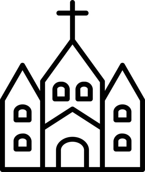 Christian Religious Building Icon Outline Style — Stock Vector