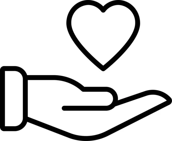 心手捐赠图标 轮廓风格 — 图库矢量图片