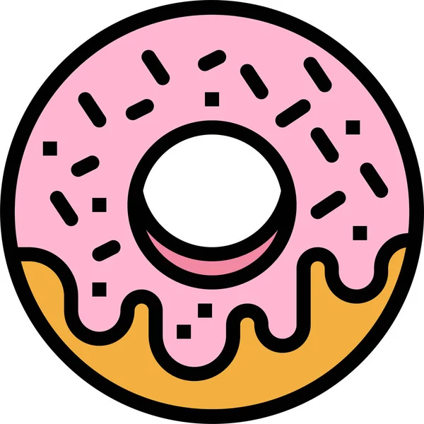 Panadero Postre Donut Icono Estilo Contorno Lleno — Vector de stock