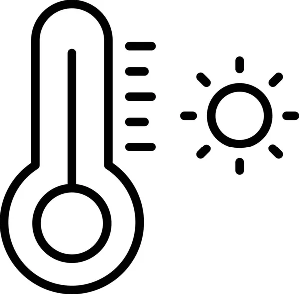 Forró Naphőmérő Ikon Körvonalazott Stílusban — Stock Vector