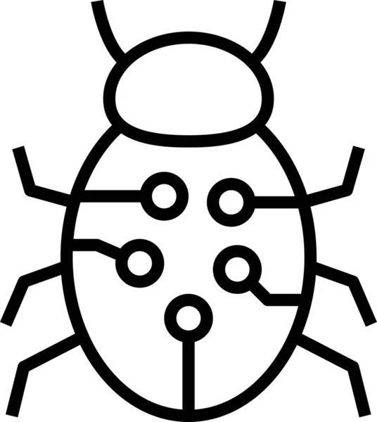 Virus Malware Insecte Icône Dans Style Contour — Image vectorielle