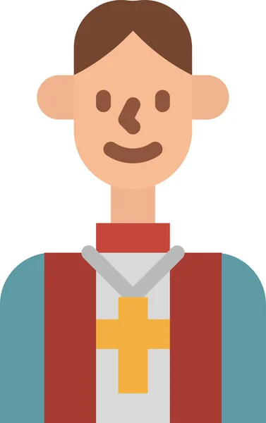 Christtian Man Pastor Icon Flat Style — Wektor stockowy