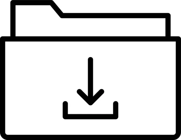 Folder Dokumen Unduh Ikon Dalam Gaya Outline - Stok Vektor