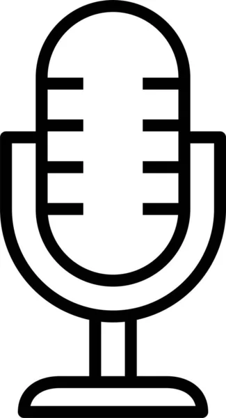 Icono Sonido Radio Micrófono Estilo Esquema — Archivo Imágenes Vectoriales