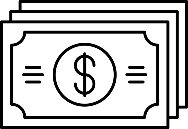 Dinero Efectivo Billetes Icono Estilo Esquema — Vector de stock