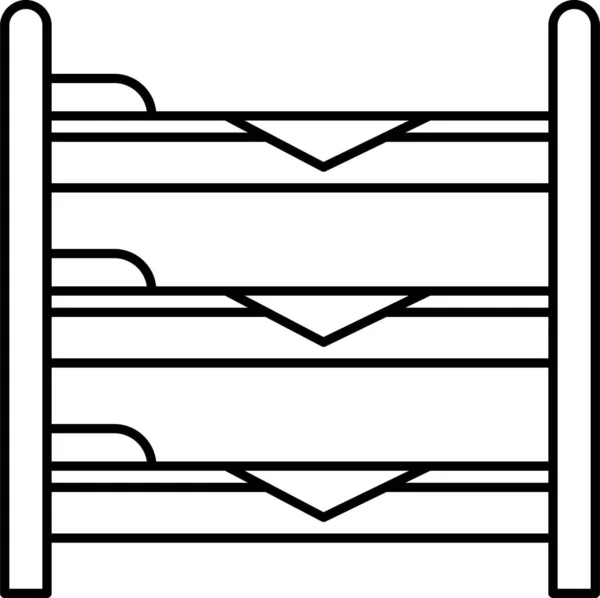 Двоярусне Ліжко Значок Хостелу Контурному Стилі — стоковий вектор