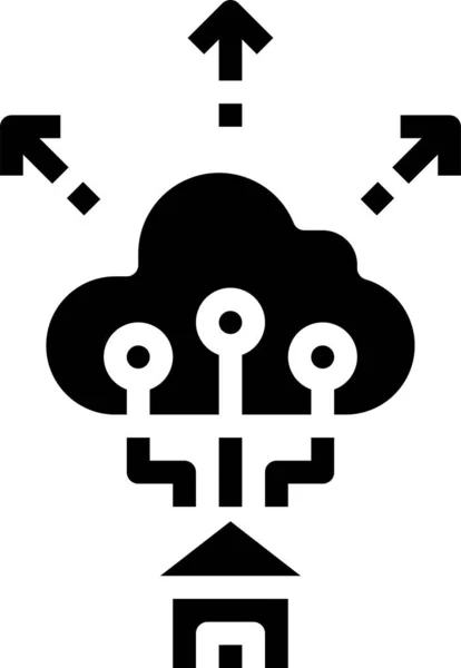 Иконка Сети Облачного Контента Твердом Стиле — стоковый вектор