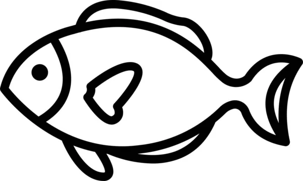 Poisson Mer Fruits Mer Icône Dans Style Contour — Image vectorielle