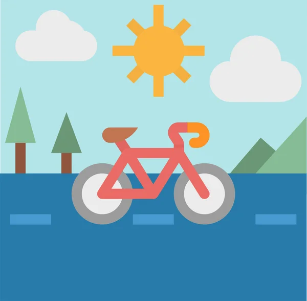 Bicicleta Ciclismo Icono Ejercicio Estilo Plano — Vector de stock