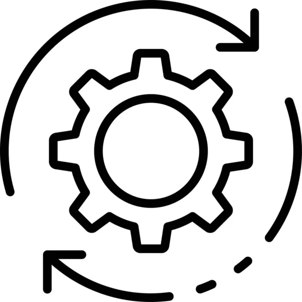 Ícone Engrenagem Setas Circulares Estilo Contorno —  Vetores de Stock