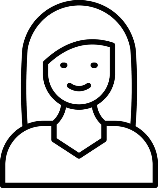 Avatar Chica Mujer Icono Estilo Del Esquema — Vector de stock