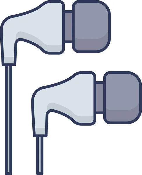 耳机耳机音效图标 填充轮廓风格 — 图库矢量图片
