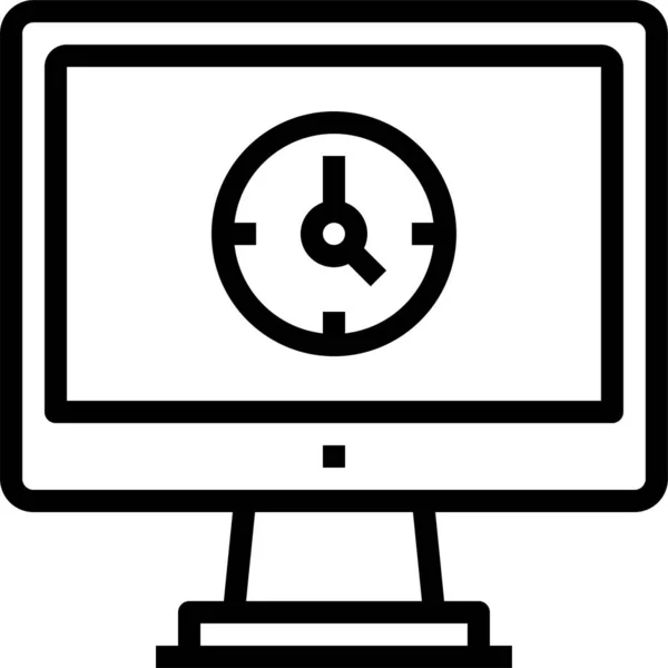 Icona Dell Interfaccia Del Computer Orologio Stile Contorno — Vettoriale Stock