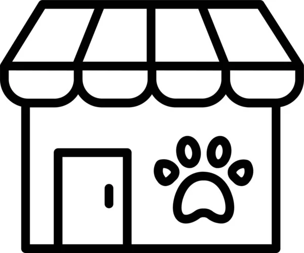 Pet Shop Pawprint Icon Outline Style — Stock Vector