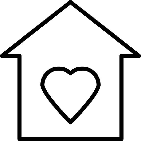 Casa Corazón Amor Icono Estilo Del Esquema — Vector de stock