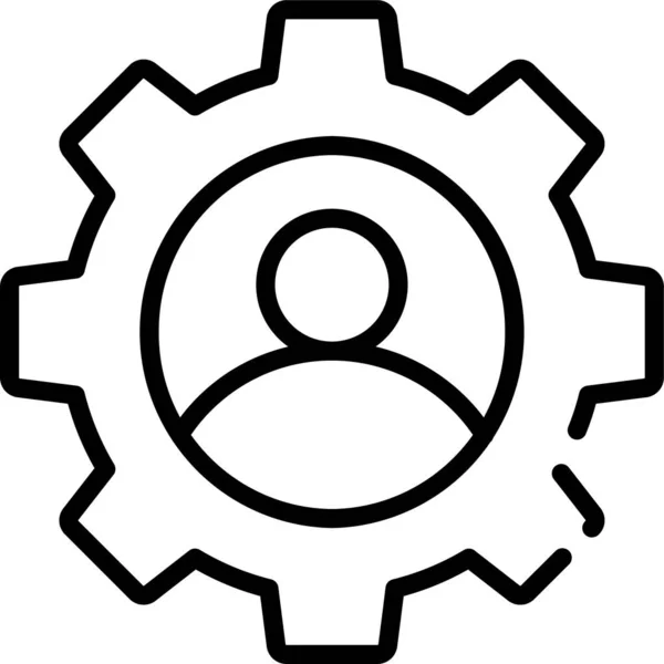 Cogwheel Man Seo Icon Outline Style — Stock Vector