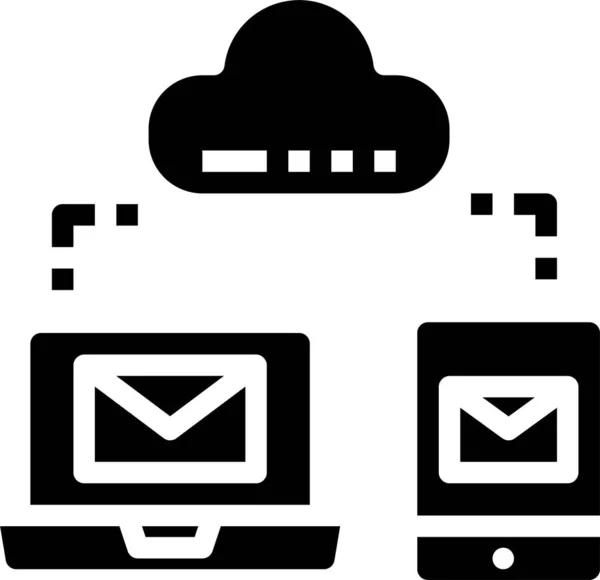 Cloud Computer Mobiel Pictogram Massieve Stijl — Stockvector