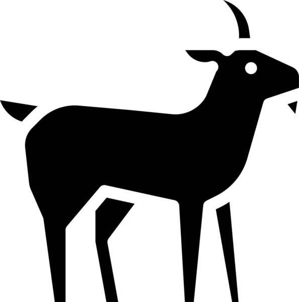 ソリッドスタイルの動物ヤギのライフアイコン — ストックベクタ