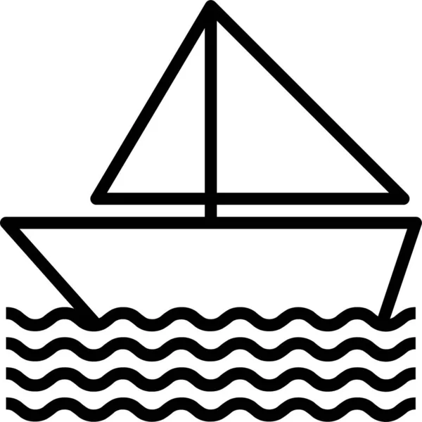 Csónak Utazás Víz Ikon Körvonalazott Stílusban — Stock Vector