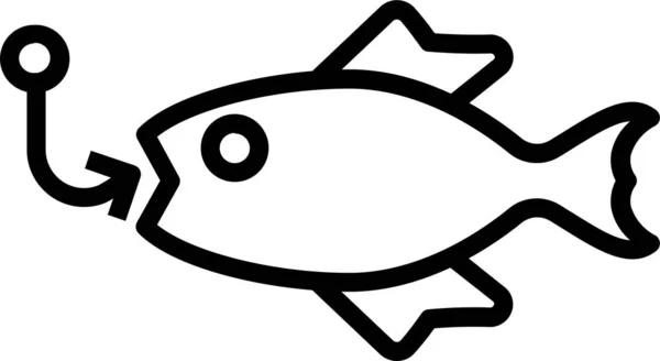 Rybí Rybářská Tyč Ikona Stylu Osnovy — Stockový vektor