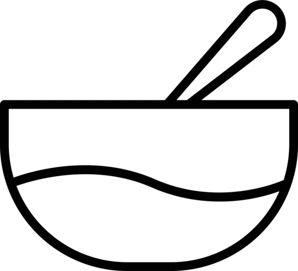 Soupe Nourriture Petit Déjeuner Icône Dans Style Contour — Image vectorielle