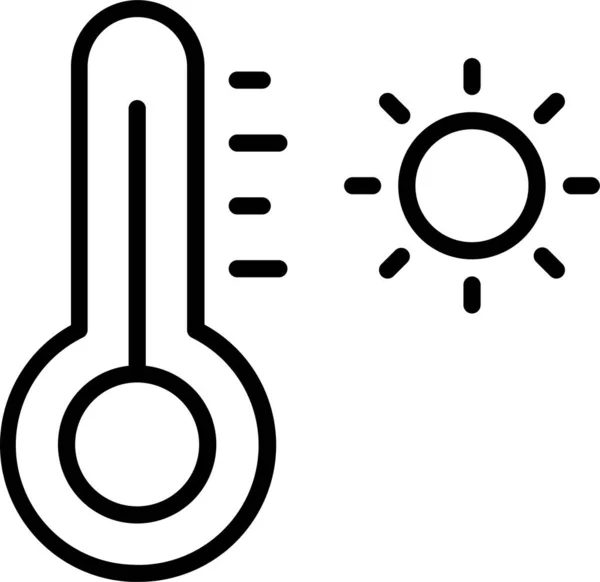 Icono Del Sol Tiempo Caliente Estilo Del Esquema — Archivo Imágenes Vectoriales