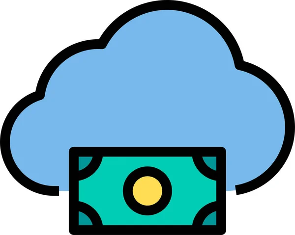 Business Cloud Storage Εικονίδιο Στυλ Πλήρους Περιγράμματος — Διανυσματικό Αρχείο