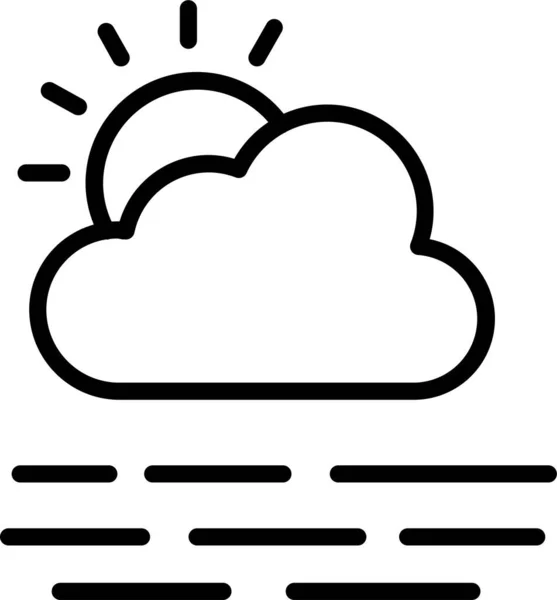 Σύννεφο Θάλασσα Κύμα Εικονίδιο Στυλ Περίγραμμα — Διανυσματικό Αρχείο