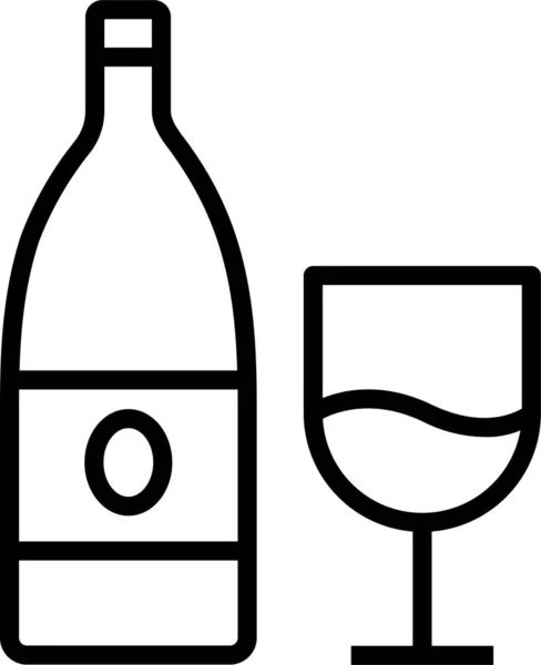 葡萄酒瓶装水图标的轮廓风格 — 图库矢量图片