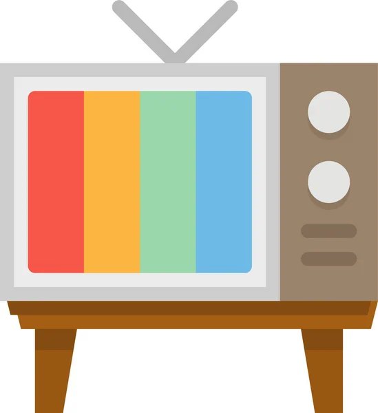 Icône Télévision Écran Antenne Dans Style Plat — Image vectorielle