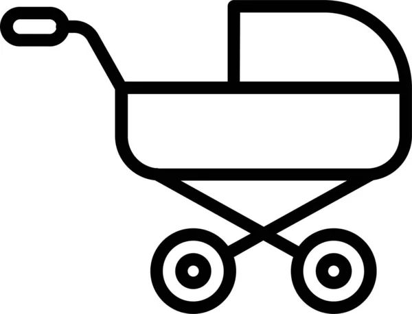 婴儿车推椅图标的轮廓风格 — 图库矢量图片