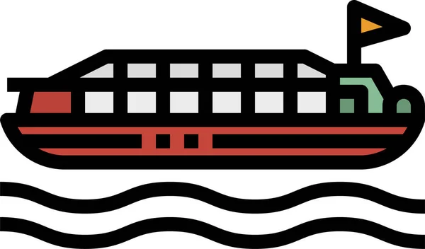 Катер Нести Значок Парома Стиле Заполненной Очертания — стоковый вектор