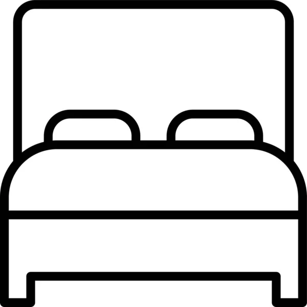 Dormitorio Cama Relajar Icono Estilo Del Esquema — Vector de stock