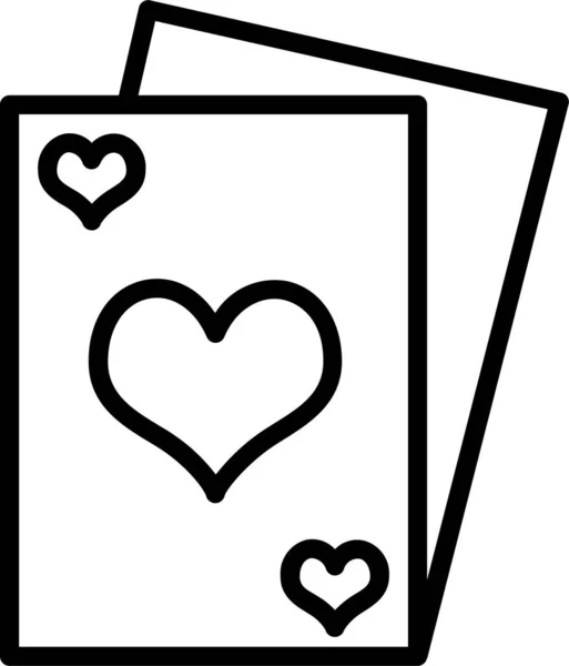 Icône Casino Carte Poker Dans Style Contour — Image vectorielle
